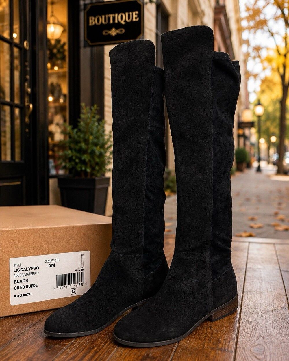 Lucky Brand LK Calypso Black Suede Tall Boots 9M NIB Oiled Suede Riding Autumn